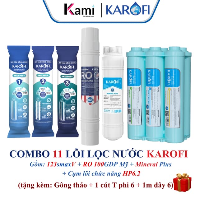 Bộ 11 Lõi Lọc Nớc Karofi - Chính Hãng_ Dùng Cho Máy Lọc RO Karofi Model:  KAD-X68,KAD-X56, KAD-X58,KAQ-X18, KAD-R38S,.. - Ảnh 11