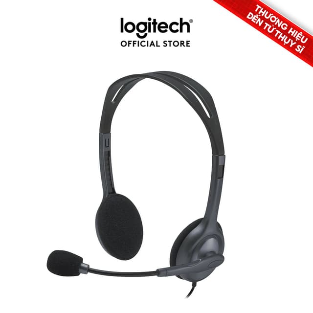 Tai nghe chụp tai Logitech H111 - 1 jack 3.5mm, Mic khử giảm tiếng ồn, âm thanh nổi - Ảnh 1