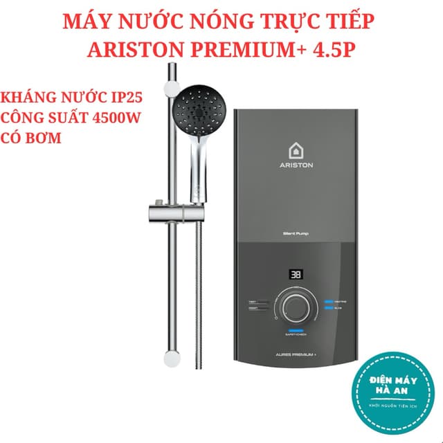 Máy nước nóng trực tiếp Ariston AURES PREMIUM+ 4.5P 4500W CÓ BƠM - Hàng chính hãng - Bảo hành 24 tháng - Ảnh 6