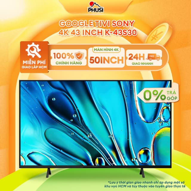 K-55S30, K-65S30 [MIỄN PHÍ GIAO LẮP HCM] Google Tivi Sony 4K 55/65 inch - BH CHÍNH HÃNG 2 NĂM - Ảnh 2