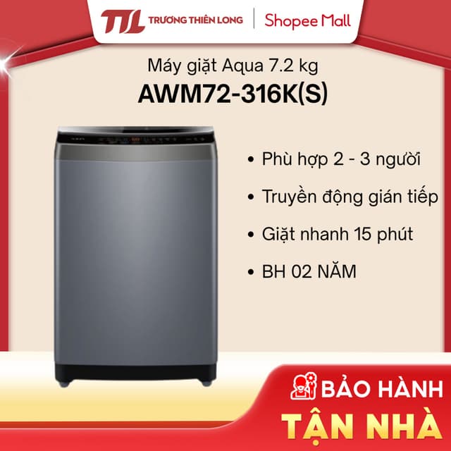 [Shopee - Lắp đặt 0Đ HN HCM] AWM72-316K(S) - Máy Giặt Lồng Đứng Aqua 7.2 Kg - Ảnh 6