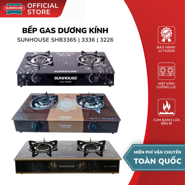 Bếp Gas Đôi Dương Kính Sunhouse SHB3365 / SHB3336 / SHB3226 - Bảo Hành 12 Tháng Trên Toàn Quốc - Ảnh 4