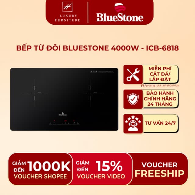 Bếp từ đôi âm BlueStone ICB-6818 4000W - Ảnh 5