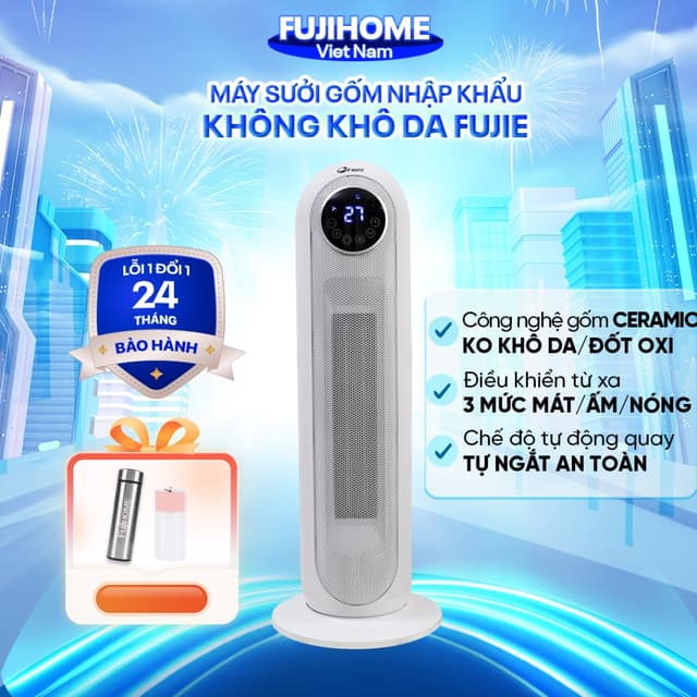Máy sưởi gốm phòng 20m2 Fujie CH-2300 Nhập Khẩu chính hãng, quạt sưởi ấm ceramic điều khiển từ xa hẹn giờ, tự ngắt - Ảnh 12