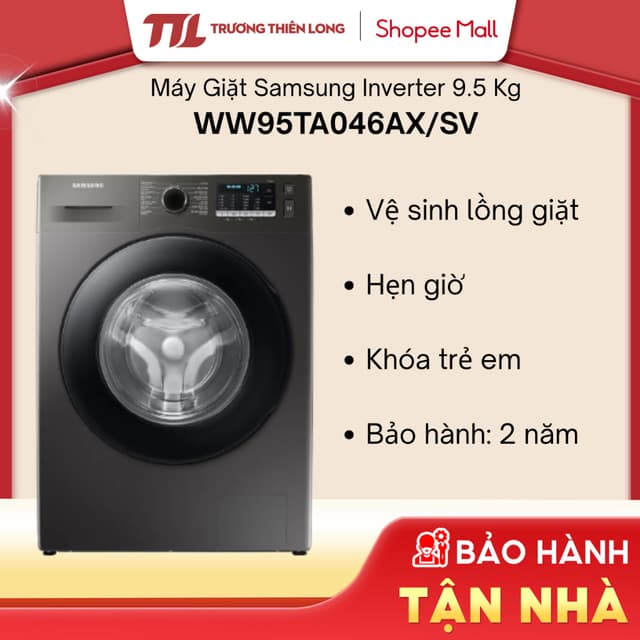 [Shopee - Lắp đặt 0Đ HN HCM] WW95TA046AX/SV - Máy Giặt Samsung Inverter 9.5 Kg - Ảnh 11