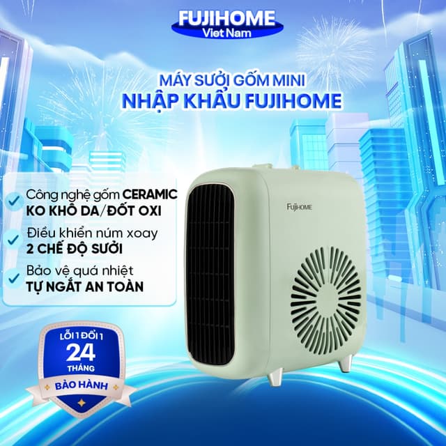 Máy sưởi ấm mini Fujihome FH1200 Nhập Khẩu, quạt sưởi gốm không khô da, tự ngắt an toàn tiết kiệm điện - Ảnh 4