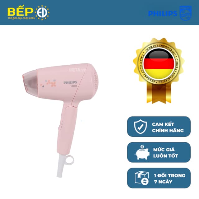 Máy sấy tóc Philips BHC010/00 Màu Hồng Nhẹ Nhàng Tiện Lợi - Ảnh 6