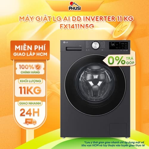 FX1411N5G [GIAO LẮP MIỄN PHÍ HCM] Máy Giặt LG AI DD Inverter 11 Kg - CHÍNH HÃNG, BH 2 NĂM - Ảnh 1