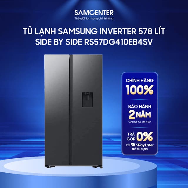 [CHỈ GIAO NỘI THÀNH HN] Tủ lạnh Samsung Inverter 578 lít Side By Side RS57DG410EB4SV - Ảnh 3