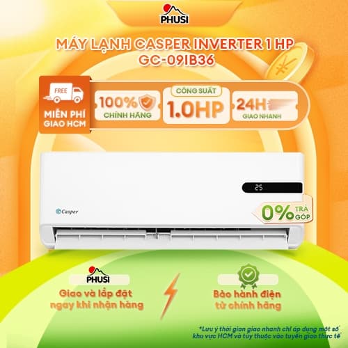 GC-09IB36 [GIAO MIỄN PHÍ HCM] Máy Lạnh Casper Inverter 1 HP - CHÍNH HÃNG, BH 3 NĂM - Ảnh 3