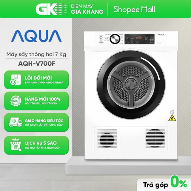 [Shopee - Lắp đặt 0Đ HN HCM] AQH-V700FW 7 Kg | AQH-V800H(SS) 8 Kg | AQH-V901K(PS) 9 Kg - Máy Sấy Thông Hơi AQUA - Ảnh 10