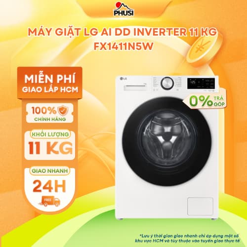 FX1411N5W [GIAO LẮP MIỄN PHÍ HCM] Máy Giặt LG AI DD Inverter 11 Kg - CHÍNH HÃNG, BH 2 NĂM - Ảnh 7