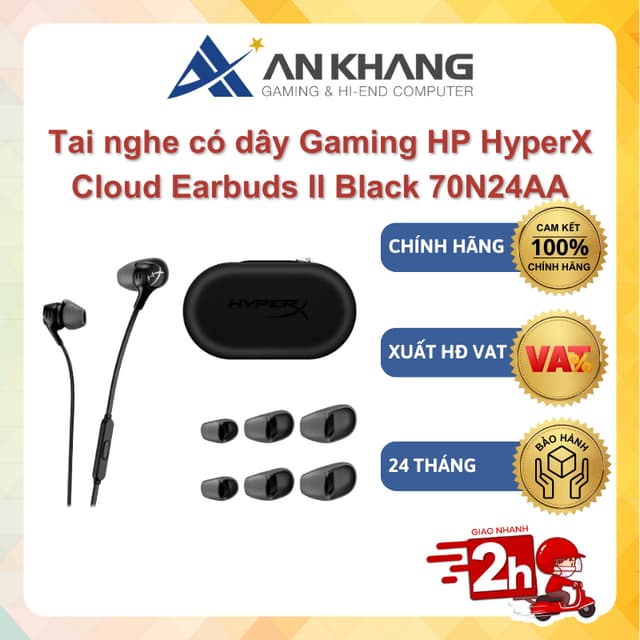 Tai nghe có dây Gaming HP HyperX Cloud Earbuds II Black 70N24AA Chính hãng Bảo hành 24 Tháng - Ảnh 7