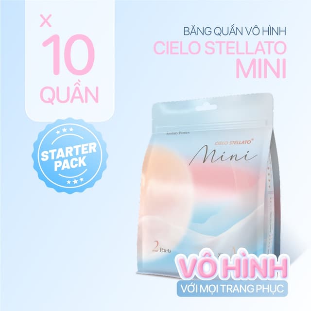 Combo 10 băng quần vô hình Cielo Stellato MINI, không viền, mỏng nhẹ, thoáng khí, chống tràn 360 - Ảnh 2