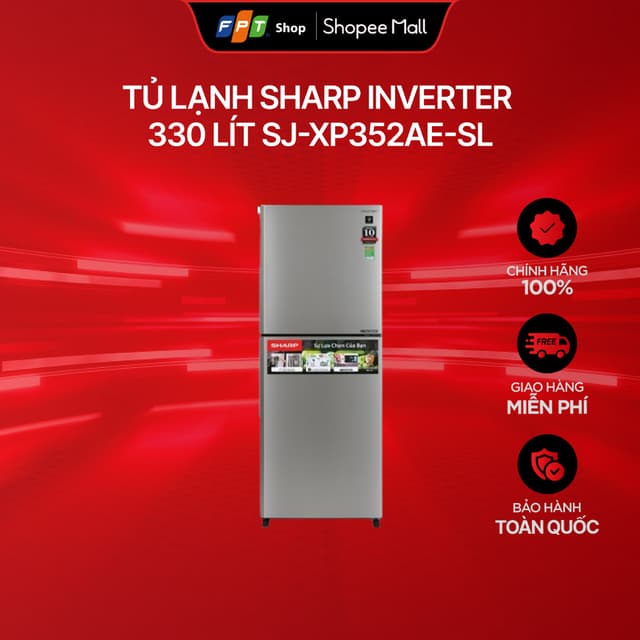 [Chỉ GH tận nơi] Tủ lạnh Sharp Inverter 330 lít SJ-XP352AE-SL Chính hãng - Ảnh 3