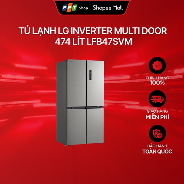 [Chỉ GH tận nơi] Tủ lạnh LG Inverter Multi Door 474 lít LFB47SVM - Ảnh 9