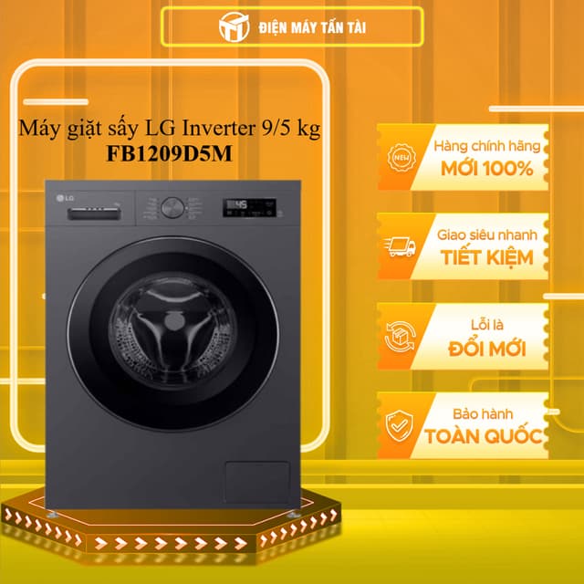 FB1209D5M - Máy giặt sấy LG Inverter 9/5 kg FB1209D5M - BẢO HÀNH CHÍNH HÃNG - GIAO TOÀN QUỐC - Ảnh 4