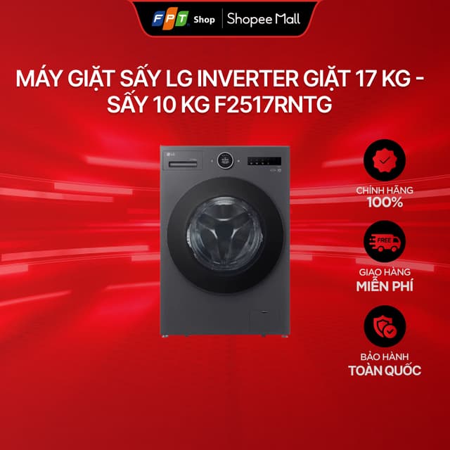 [Chỉ GH tận nơi] Máy giặt sấy LG Inverter giặt 17 kg - sấy 10 kg F2517RNTG - Ảnh 10