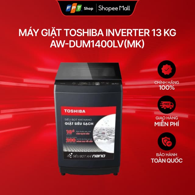 [Chỉ GH tận nơi]  Máy giặt cửa trên Toshiba Inverter 13 kg AW-DUM1400LV (MK) - Ảnh 12