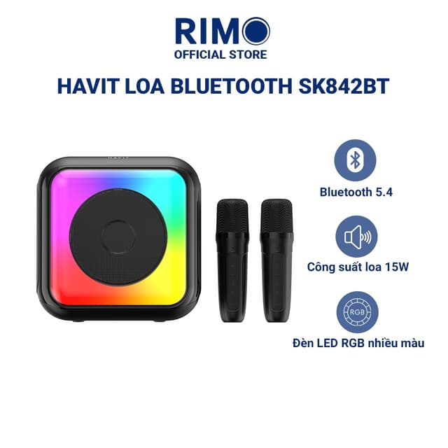 Loa Karaoke di động mini Havit SK842BT công suất loa 15W, hiệu ứng Led RGB, Bluetooth 5.4 - Ảnh 4