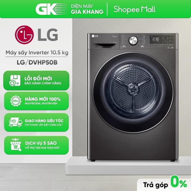 [Shopee - Lắp đặt 0Đ HN HCM] DVHP50B | DVHP50P | DVHP50W | DVHP50M - Máy Sấy Bơm Nhiệt LG 10.5 Kg - Ảnh 12