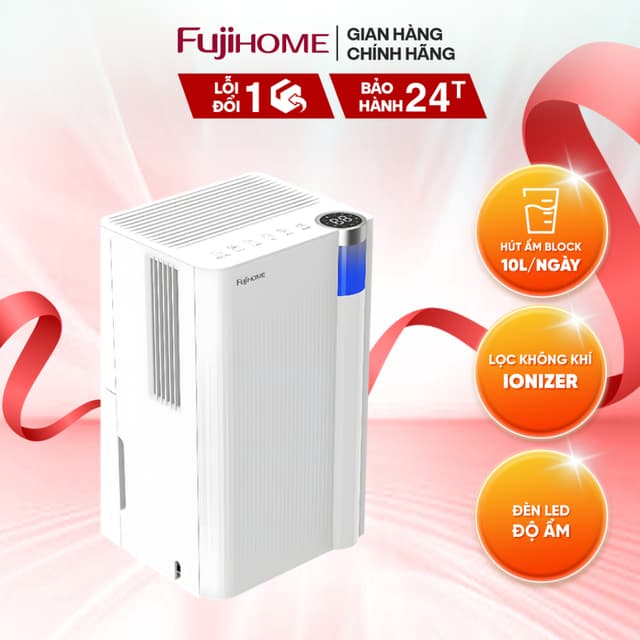Máy hút ẩm gia dụng Block Fujihome DH10NEW, Công suất hút 10 lít/ ngày độ ồn thấp, lọc không khí ionizer - Ảnh 2