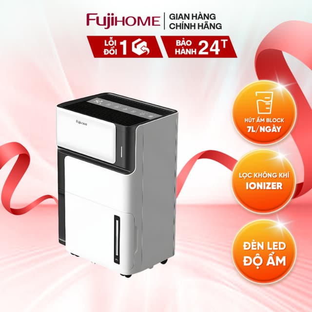 Máy hút ẩm chạy bằng máy nén Fujihome DH07 với công suất hút 7 lít/ngày, lọc không khí ionizer - Ảnh 11