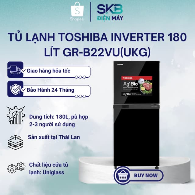 Tủ lạnh Toshiba inverter 180 lít GR-B22VU(UKG) - Ảnh 2