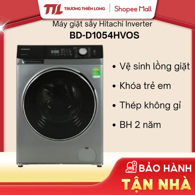 [Shopee - Lắp đặt 0Đ HN HCM] BD-D1054HVOS - Máy Giặt Sấy Hitachi Inverter Giặt 10.5 Kg - Sấy 7 Kg - Ảnh 9