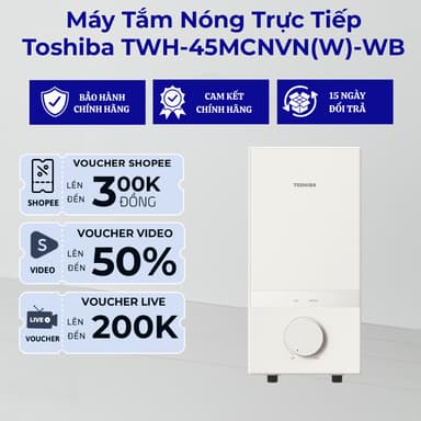 So sánh giá Máy Tắm Nóng Trực Tiếp Toshiba TWH-45MCNVN(W)-WB (Không Bơm, 4500W) - Bảo Hành Chính Hãng 24 Tháng rẻ nhất?