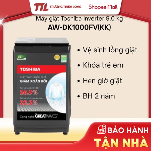 AW-DK1000FV(KK) - Máy Giặt Toshiba Inverter 9.0 Kg [FREESHIP HCM] - Ảnh 5
