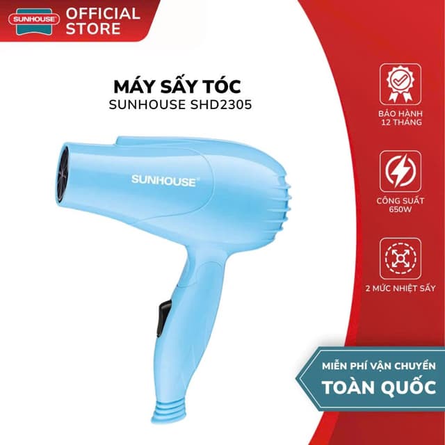 Máy Sấy Tóc Sunhouse SHD2305 - Bảo Hành 12 Tháng, Công Suất 650W, 2 Tốc Độ, 2 Mức Nhiệt - Ảnh 12