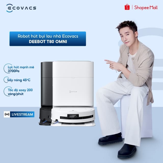 [Đặt trước] Robot hút bụi lau nhà Ecovacs Deebot T80 Omni/ T80S Omni - Bảo hành 24 tháng chính hãng - Ảnh 1