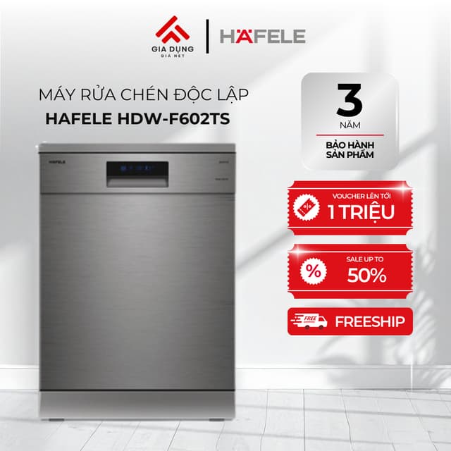 Máy Rửa Chén Độc Lập Hafele HDW-F602TS (535.29.551) - 3-4 bữa ăn Việt (14 bộ Châu Âu) - Bảo hành 36 tháng - Ảnh 4