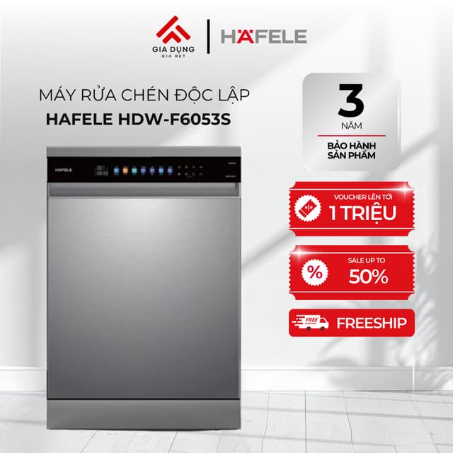 Máy Rửa Chén Độc Lập Hafele HDW-F6053S (535.29.702) - 3-4 bữa ăn Việt (15 bộ Châu Âu) - Bảo hành 36 tháng - Ảnh 10