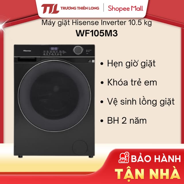 [Shopee - Lắp đặt 0Đ HN HCM] WF105M3 - Máy Giặt Hisense Inverter 10.5 Kg - Ảnh 12