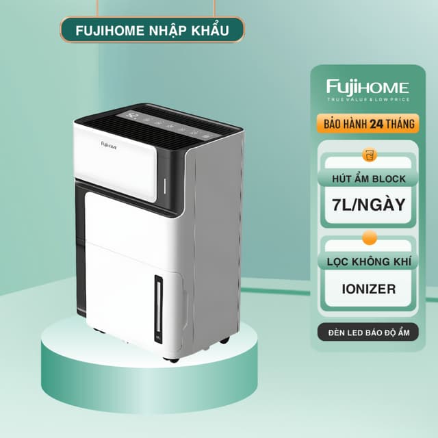 Máy hút ẩm thông minh Fujihome DH07, Công suất hút 7 lít/ ngày độ ồn thấp, lọc không khí ionizer - Ảnh 6