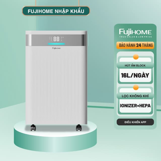 Máy hút ẩm Block nhập khẩu FUJIHOME DH16NW-HEPA, Công suất 16 Lít, có kết nối wifi và màng lọc HEPA - Ảnh 4