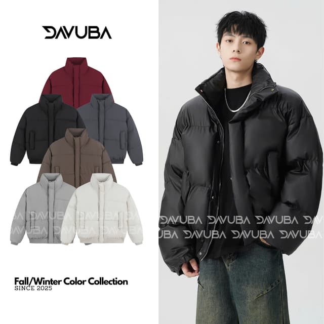 DAVUBA I Áo Phao Boxy (Ver2) Dày Dặn Tay Dài Cổ Cao Nam Nữ SM162 - Ảnh 3