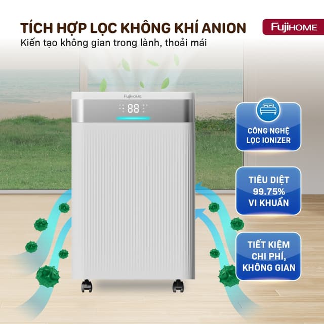 Máy hút ẩm lọc không khí 20 lít FUJIHOME DH20NW-HEPA, kết hợp lọc không khí và có kết nối wifi - Ảnh 4