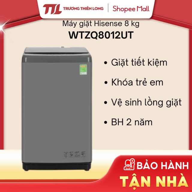 Máy giặt Hisense 8 kg / 10.5 kg WTZQ8012UT / WTZQ1015UT [TOÀN QUỐC] - Ảnh 6