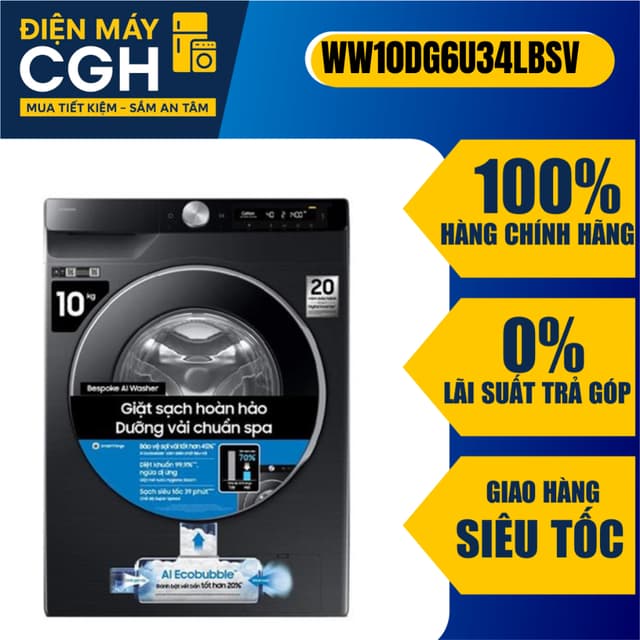 Máy giặt Samsung WW10DG6U34LBSV AI EcoBubble Inverter 10 kg - Ảnh 4