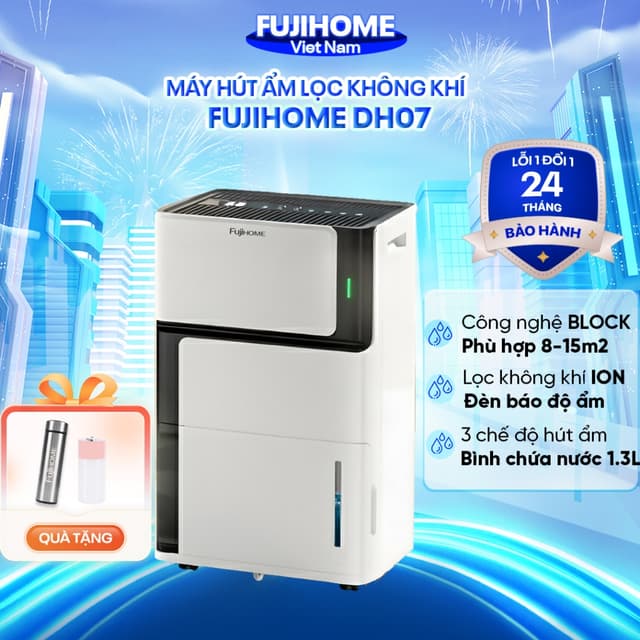Máy hút ẩm lọc không khí 7L/ ngày phòng 10-15m2 FUJIHOME DH07 Nhập Khẩu, công nghệ Block hút nhanh bình nước thải 1,3L - Ảnh 7