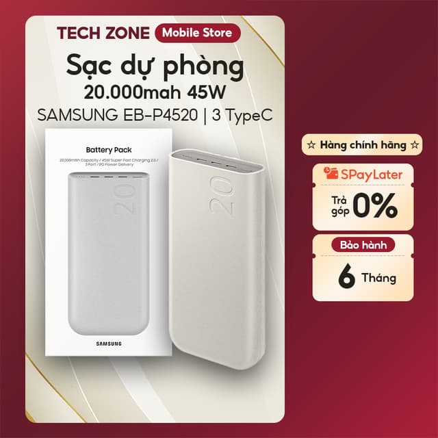 Pin sạc dự phòng 20000mAh Type C PD 45W Samsung EB-P4520 - Hàng chính hãng - Tech Zone - Ảnh 12