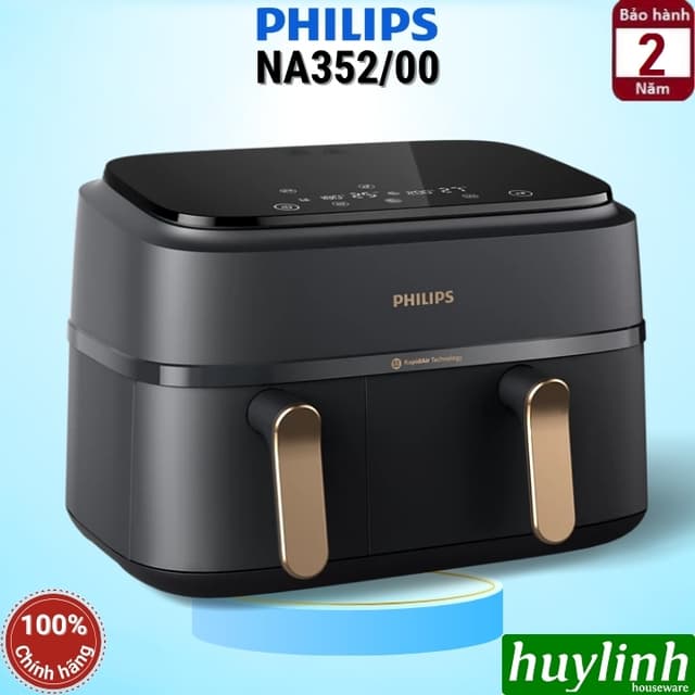 Nồi chiên không dầu 2 ngăn Philips NA352/00 - 9 lít và 3 lít - 2750W - Hàng chính hãng - Ảnh 3