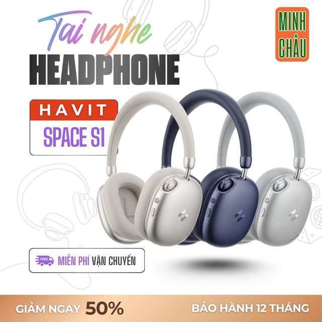 Tai Nghe Bluetooth Headphone HAVIT Space S1 H670BT, Driver 40mm, BT 6.0, Nghe Đến 100H, 5 Mic ENC Chống ồn - BH 12 tháng - Ảnh 3