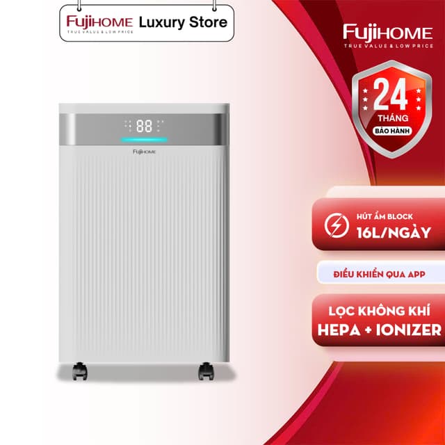 Máy hút ẩm gia đình Block FUJIHOME DH16NW-HEPA với công suất 16L, có màng lọc HEPA và kết nối wifi - Ảnh 6