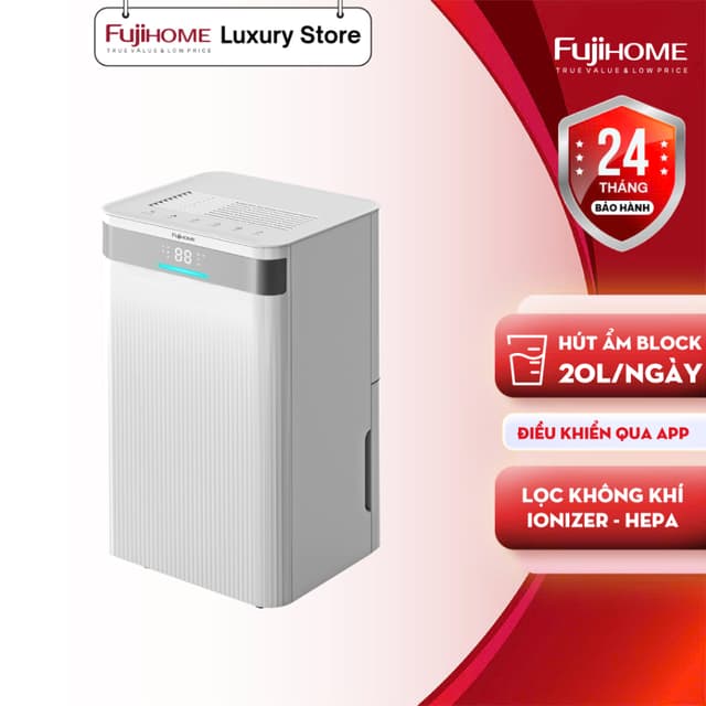 Máy hút ẩm Block nhập khẩu FUJIHOME DH20NW-HEPA, Công suất 20L, có kết nối wifi và lọc không khí - Ảnh 4