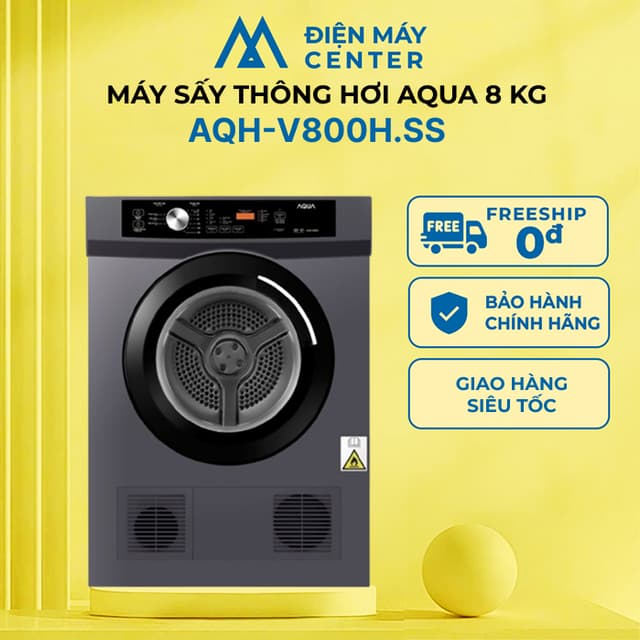 Máy sấy thông hơi Aqua 8 kg AQH-V800H SS - Bảo hành chính hãng 24 tháng - Ảnh 2