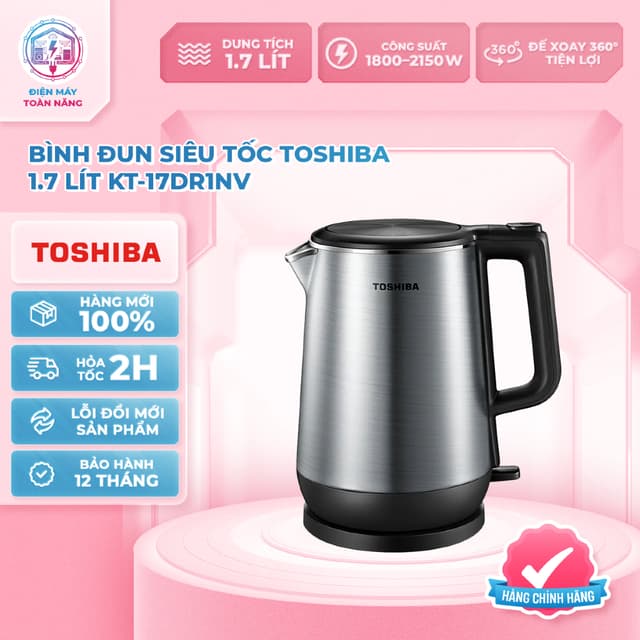 Bình Đun Siêu Tốc Toshiba KT-17DR1NV - Dung Tích 1.7 Lít - Chính Hãng - Ảnh 5